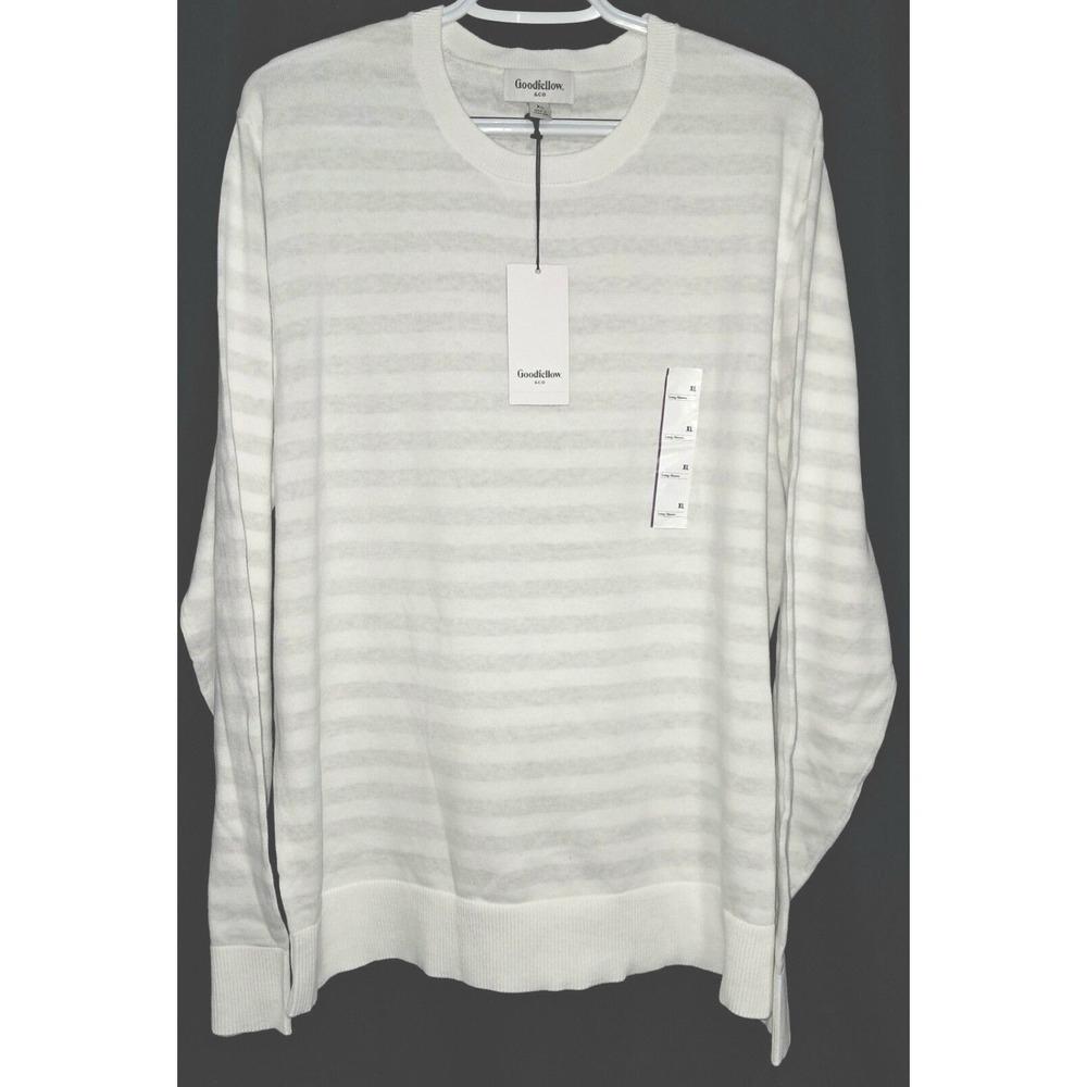 Goodfellow & Co Men's Sweater, White & Gray,‎ XL, Chest 48", Sleeve 27"